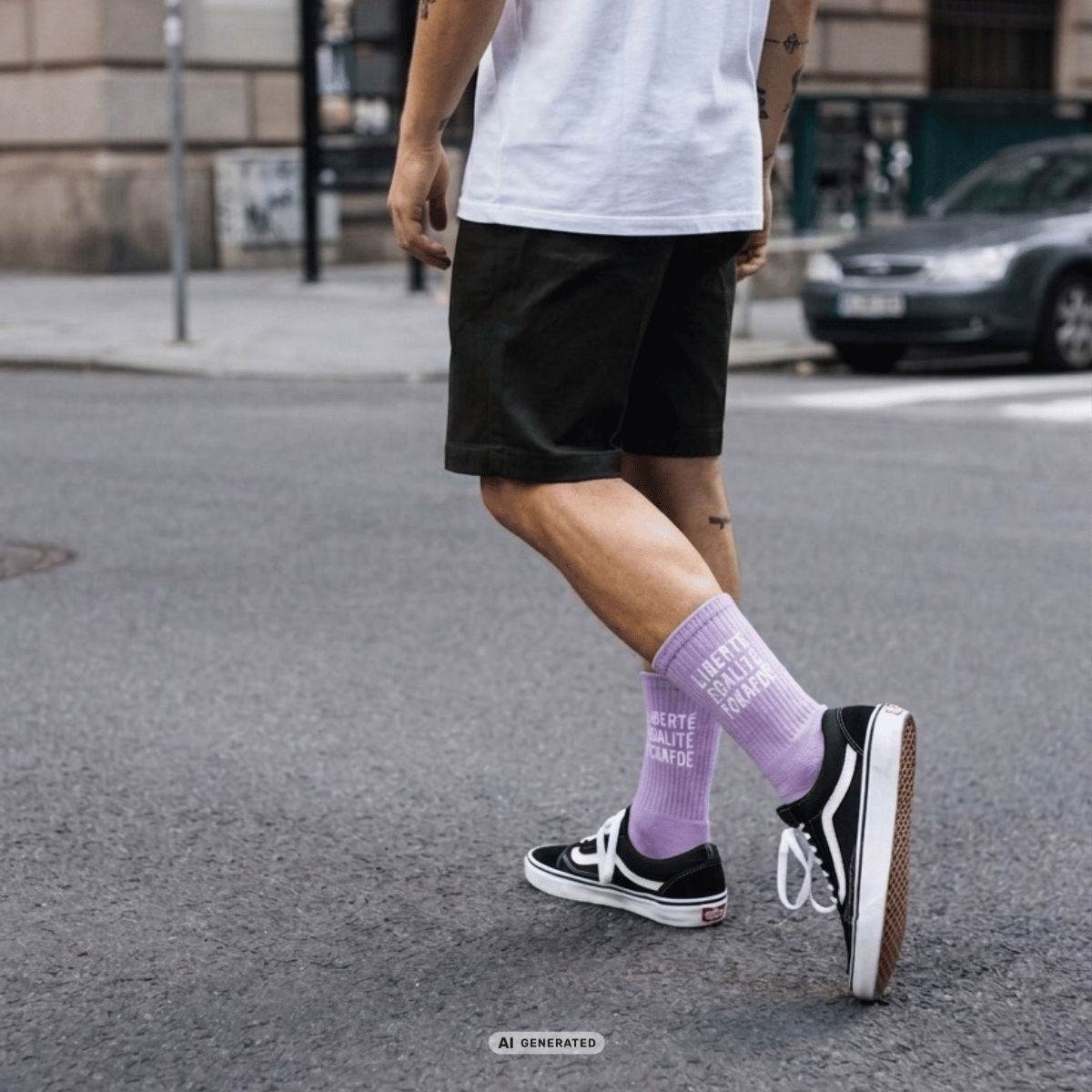 FCKAFDÉ Statement Socken - lila & weiß