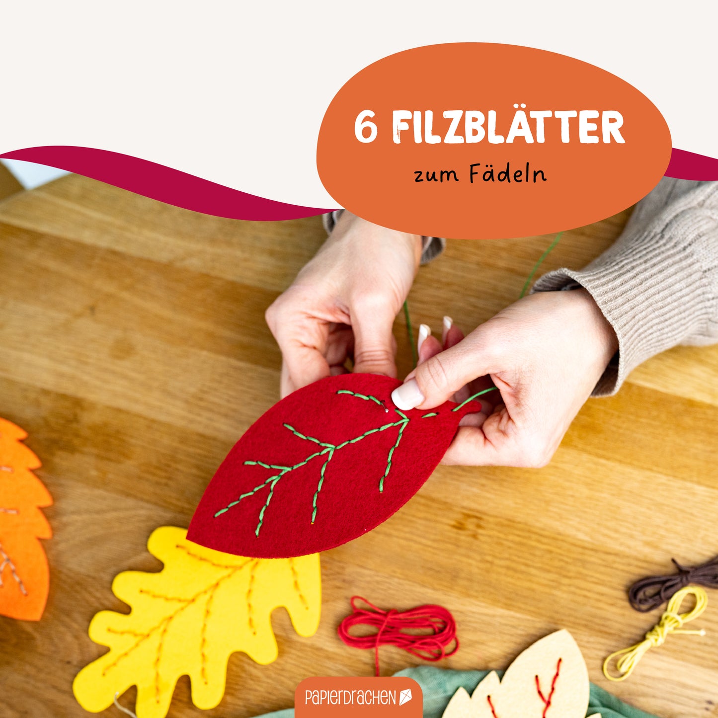 Filz-Blätter – Bastelset zum Fädeln