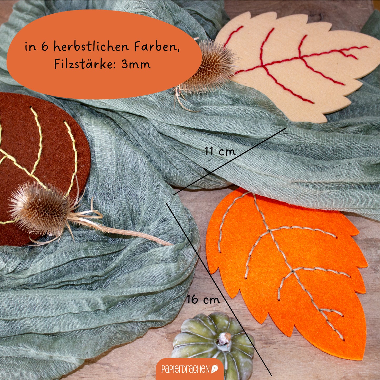 Filz-Blätter – Bastelset zum Fädeln