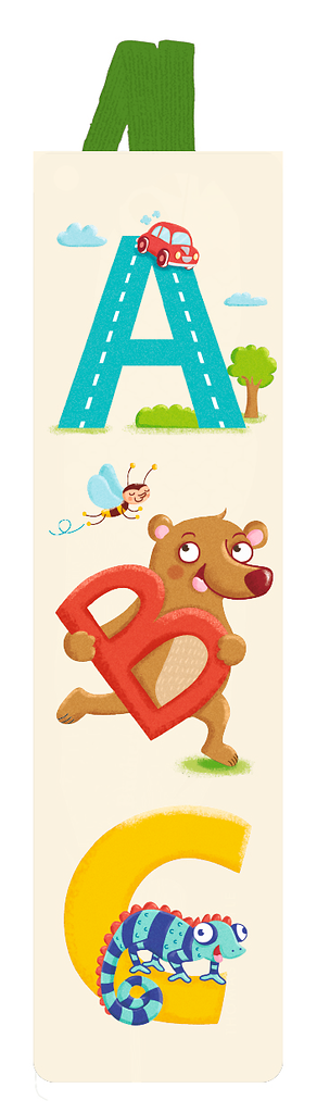 "Alphabet" - Lesezeichen mit Band