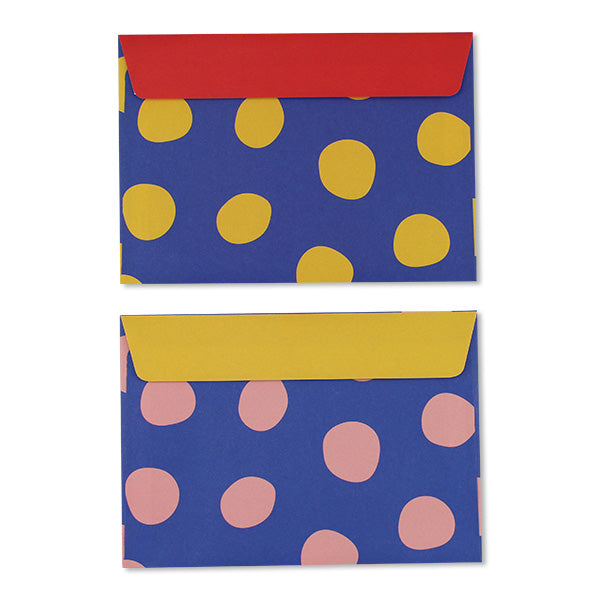 6er Set Einladungskarten mit bunten Punkten