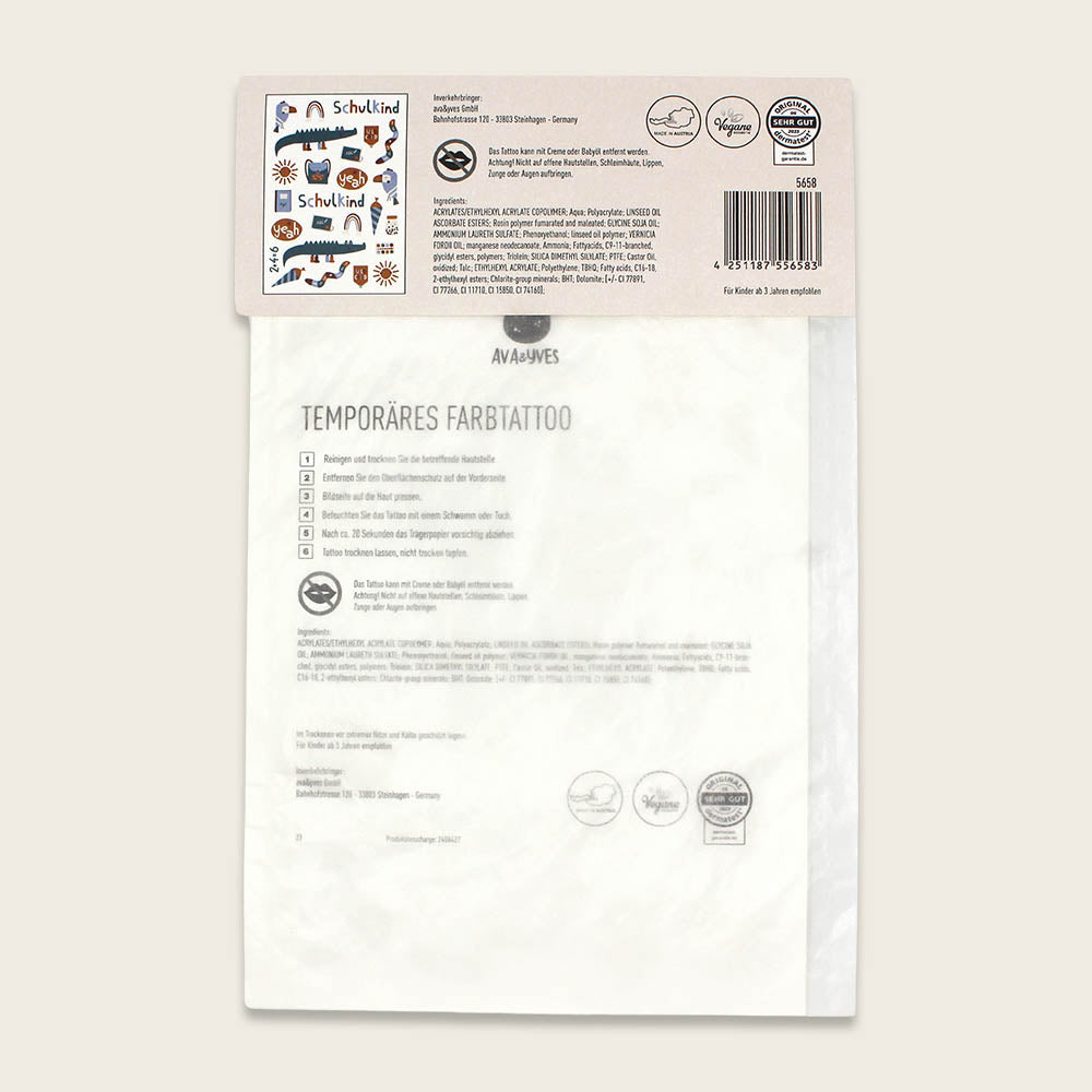 Kindertattoo-Set "Schuldkind", Adventure