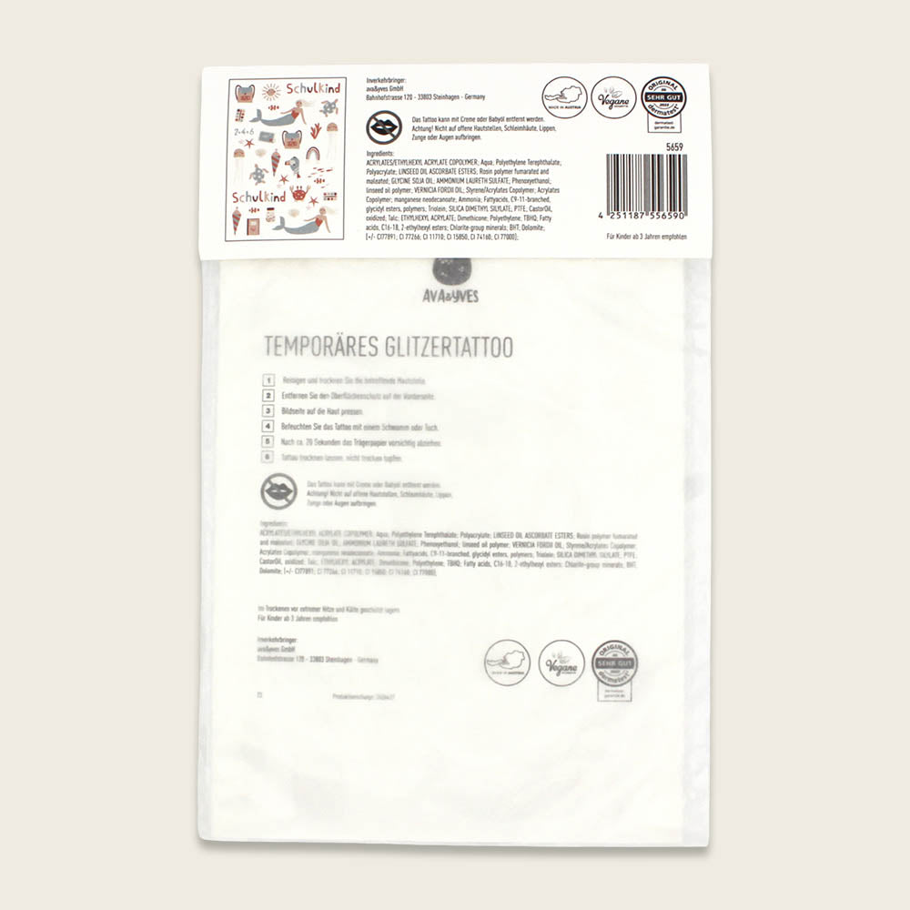 Kindertattoo-Set "Schuldkind", Under The Sea mit Glitzereffekt