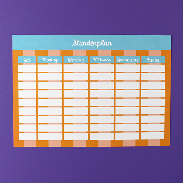 Stundenplan (A4) orange/rosa/hellblau