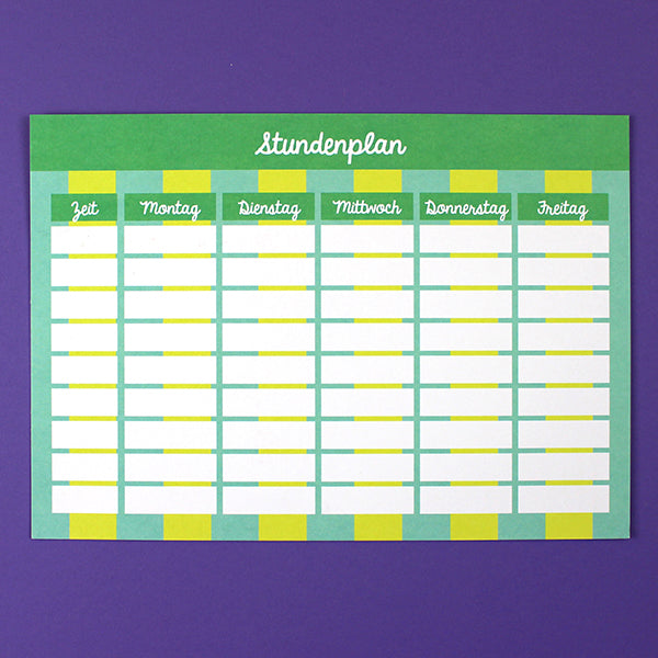 Stundenplan (A4) mint/gelb