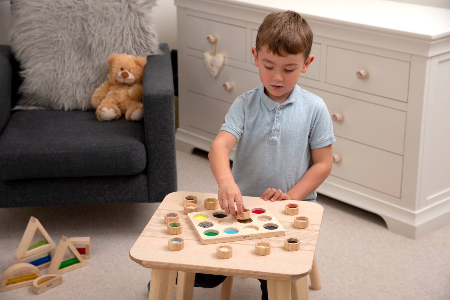 Touch & Match Board - Taktiles Holzpuzzle, Sensorikbrett