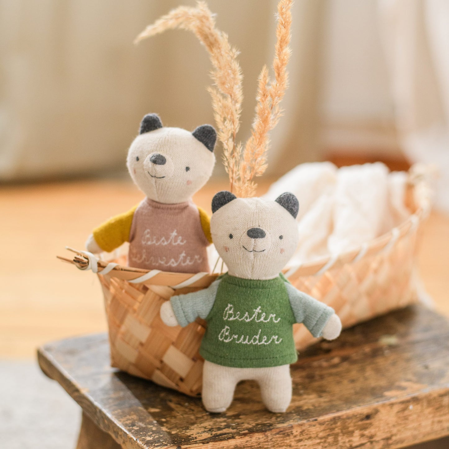 Bär "Beste Schwester", rosa/gelb