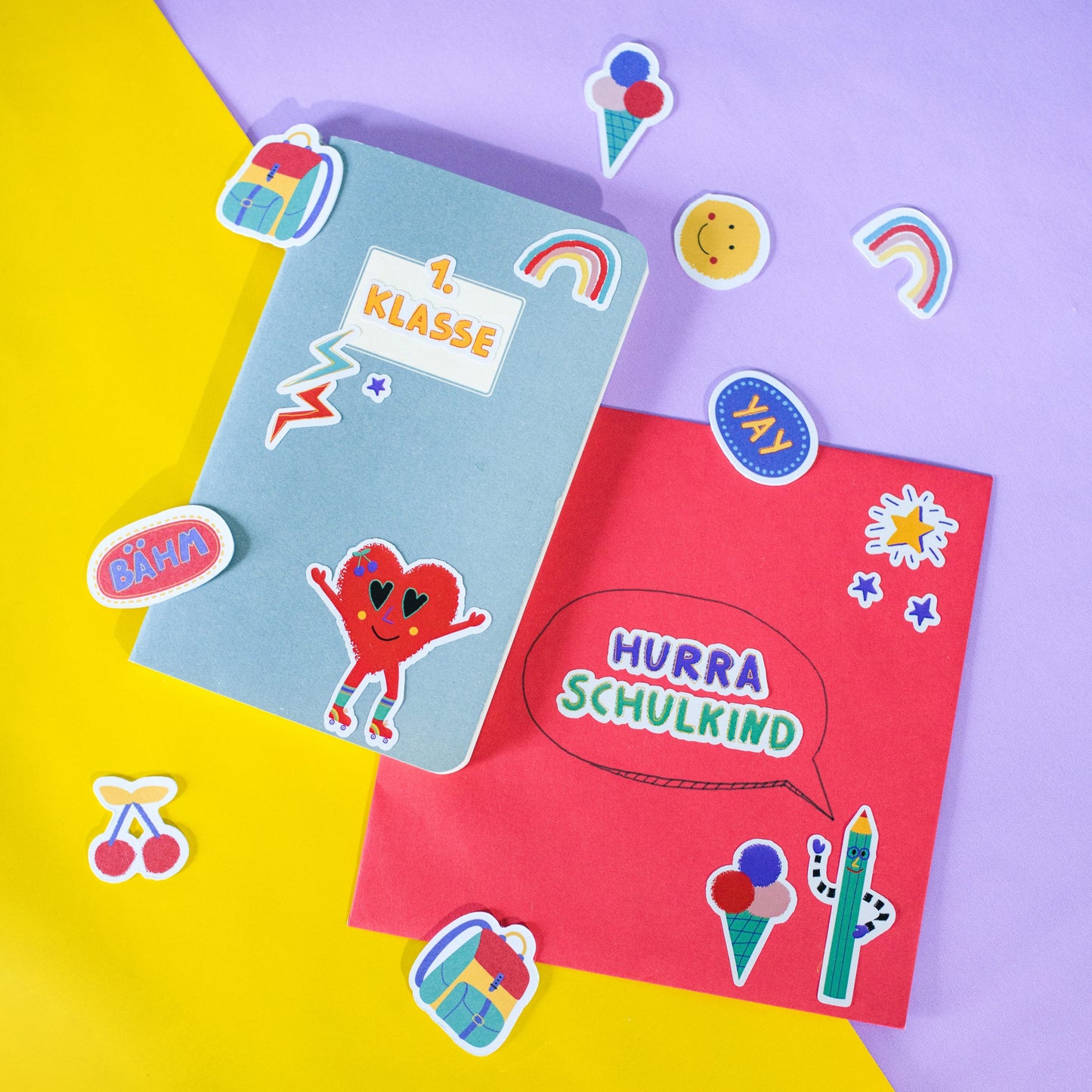 Klebesticker Schulkind, Sunny and friends