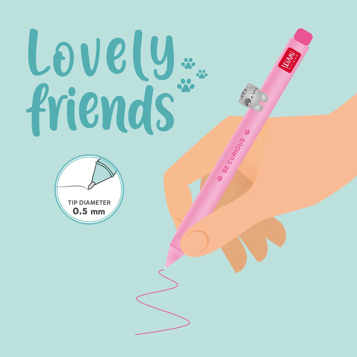 Kitty "Be Curious" - Lovely Friends Gelstift, Legami
