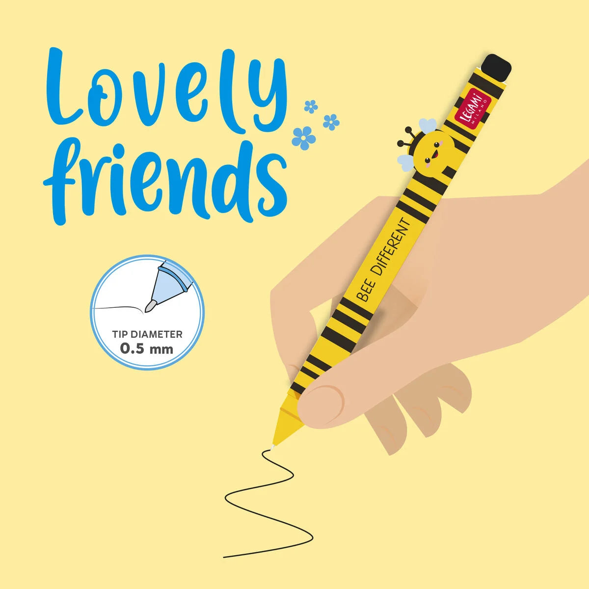 Biene "Bee Different" - Lovely Friends Gelstift, Legami