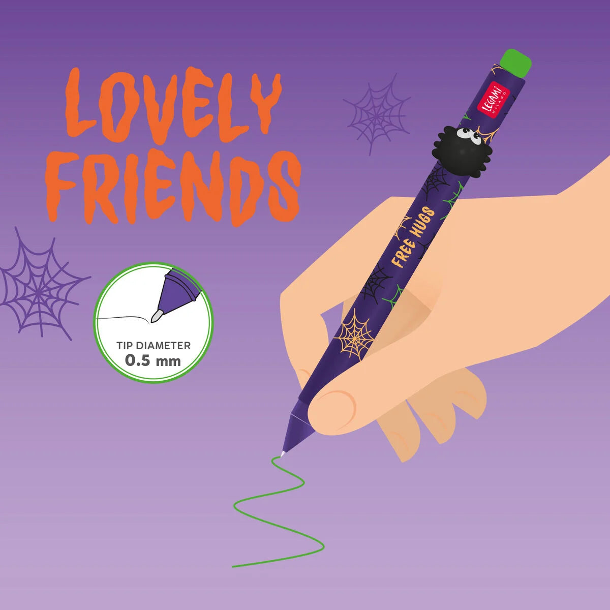 Spinne "Free Hugs" - Lovely Friends Gelstift, Legami