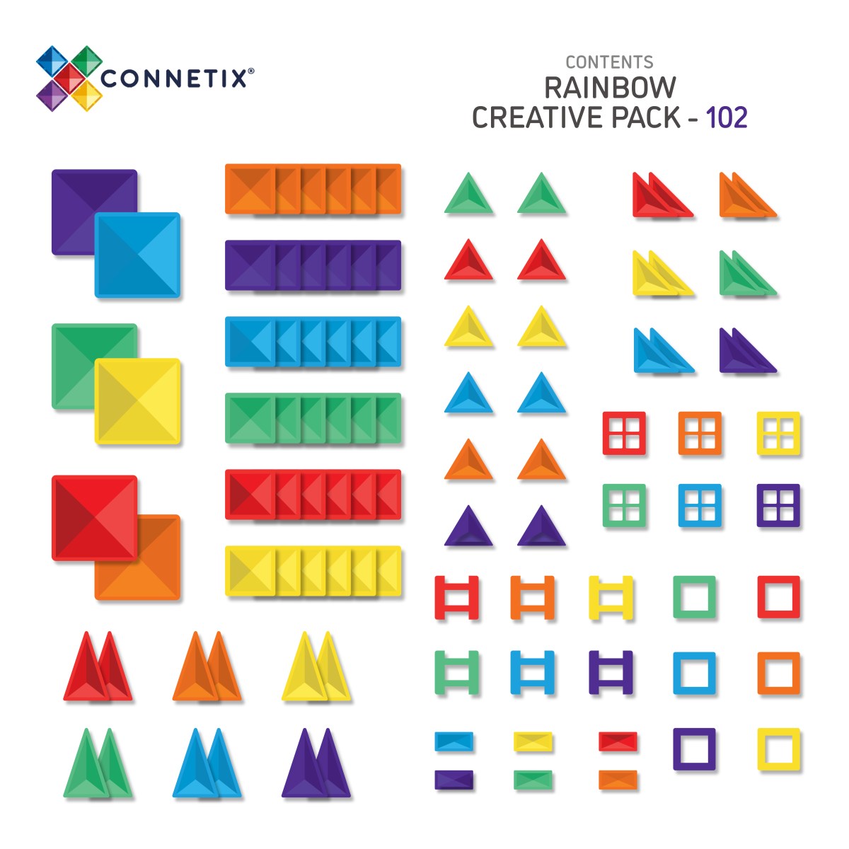 CONNETIX Magnetbausteine Rainbow Creative Pack - 102 Teile