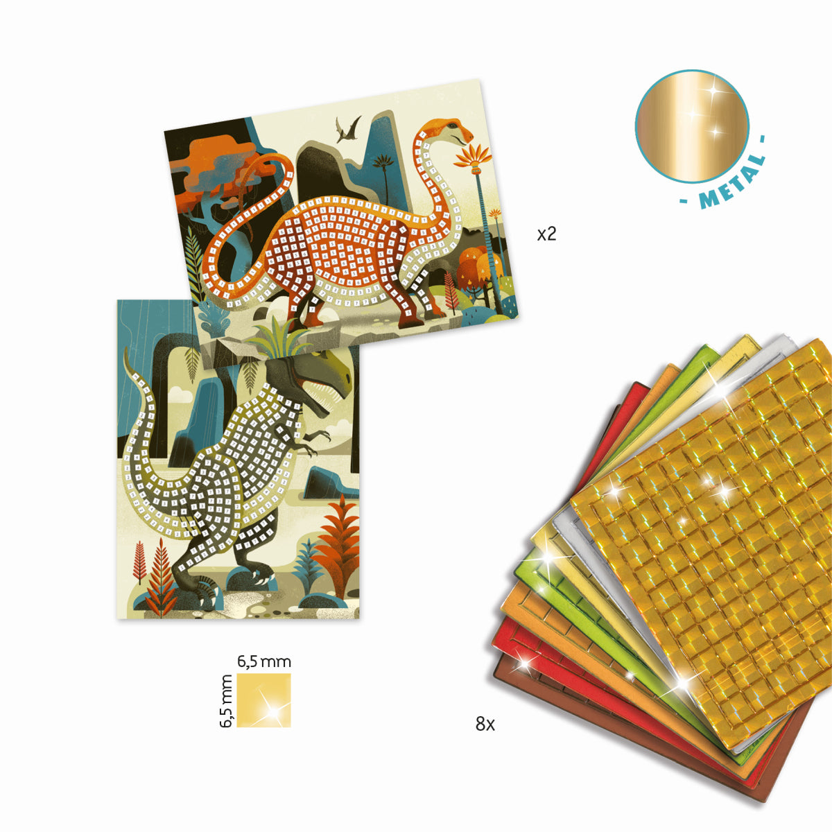 Mosaike: Metallische Dinosaurier, ab 5 Jahren