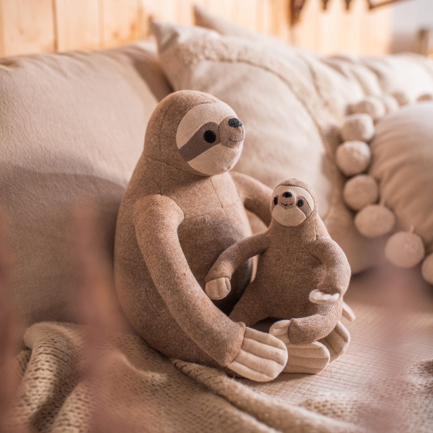 Kuscheltier Faultier, klein und groß
