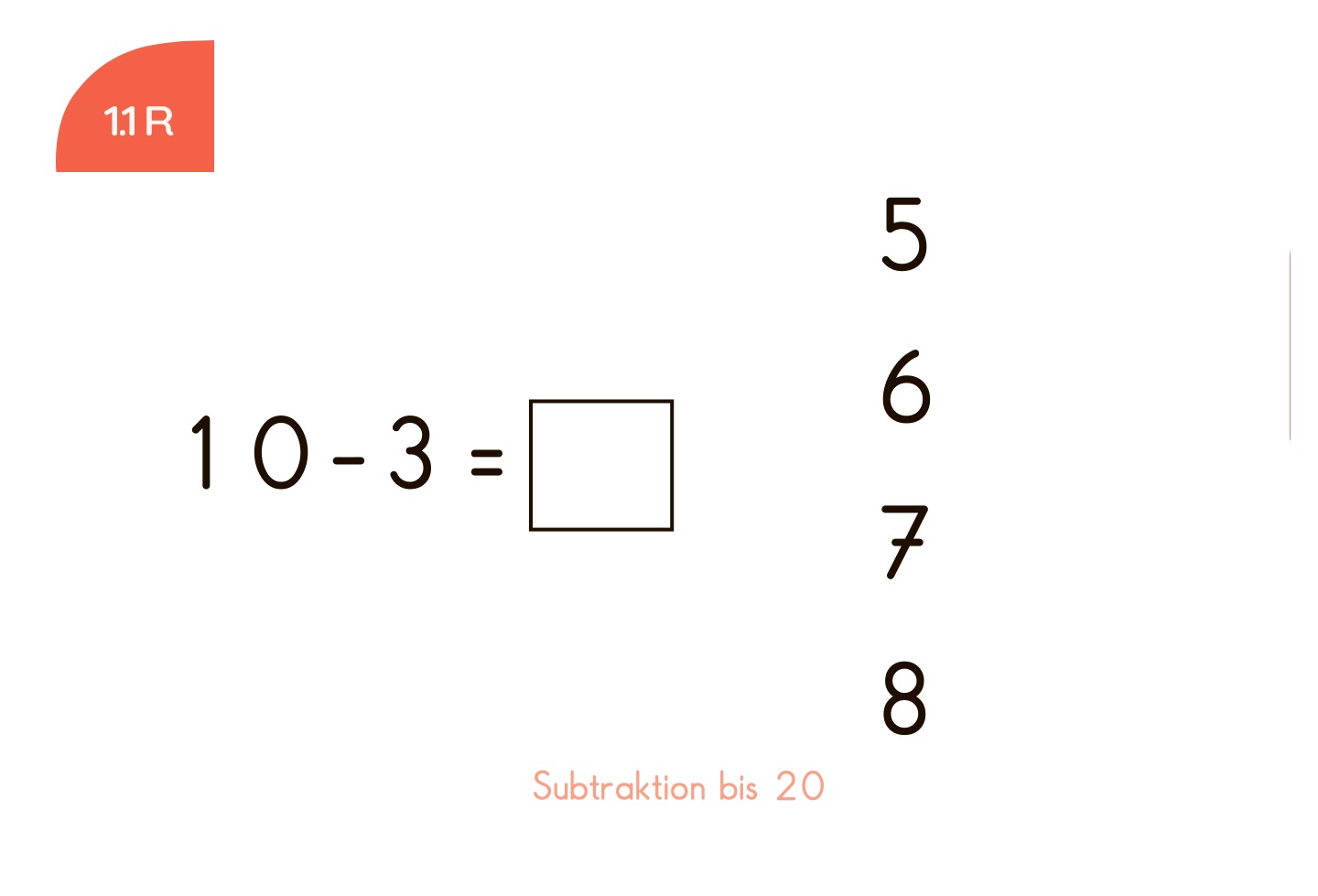 Kartensatz: Subtraktion bis 20 (1. Klasse)