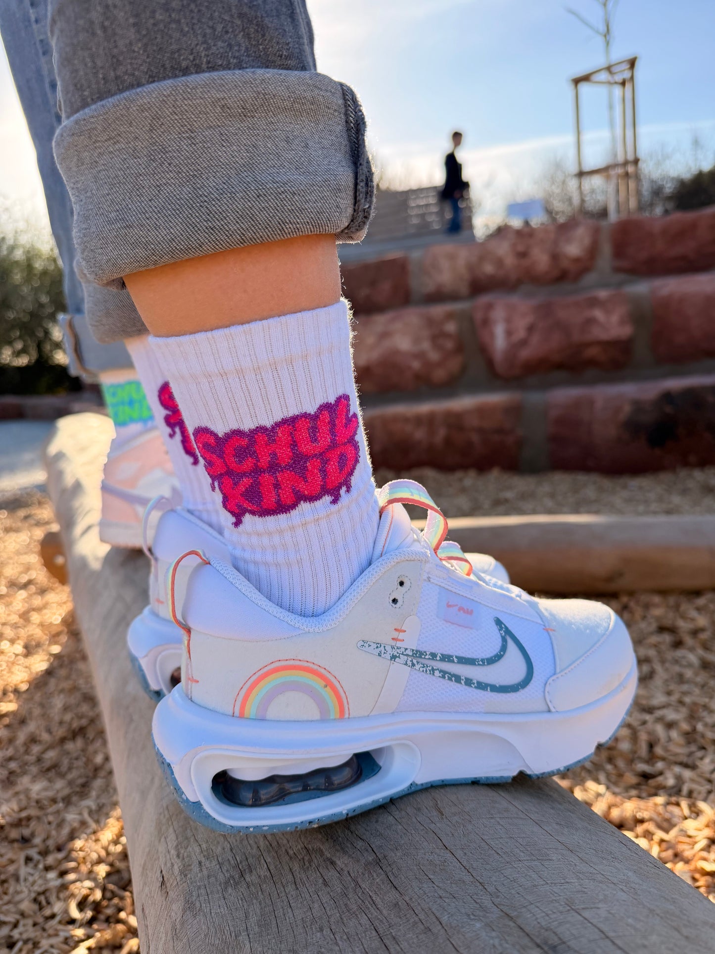 Kindersocken "SCHULKIND", Graffiti Pink