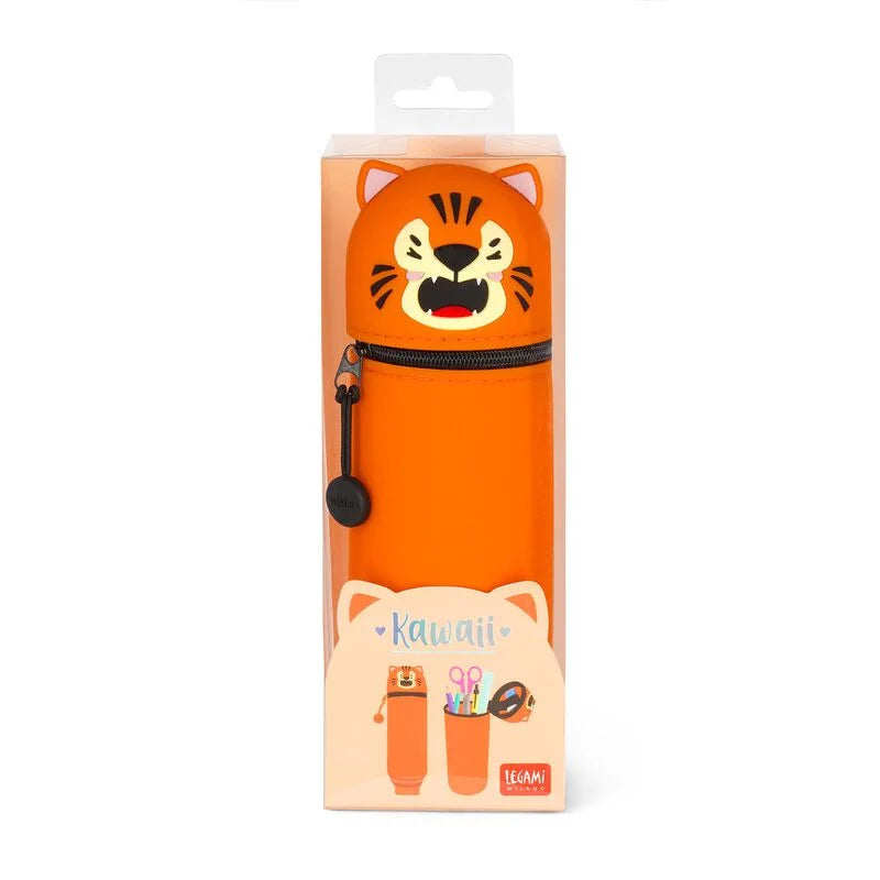 "Tiger" 2-in-1-Federmäppchen aus Silikon - Kawaii