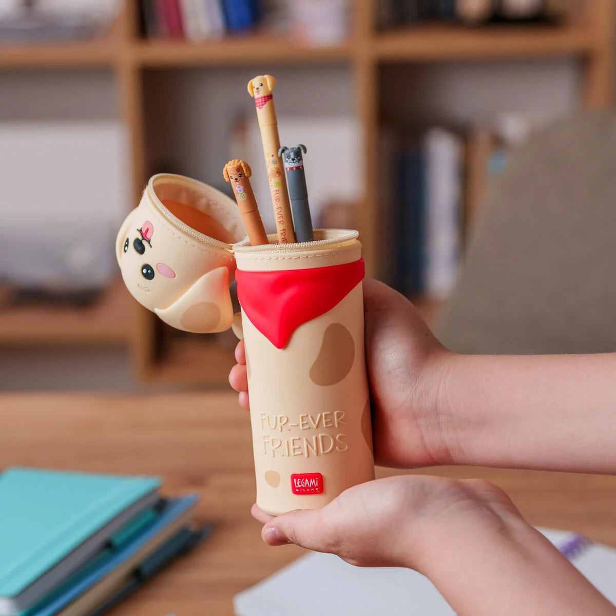 "Golden" 2-in-1-Federmäppchen aus Silikon - Kawaii