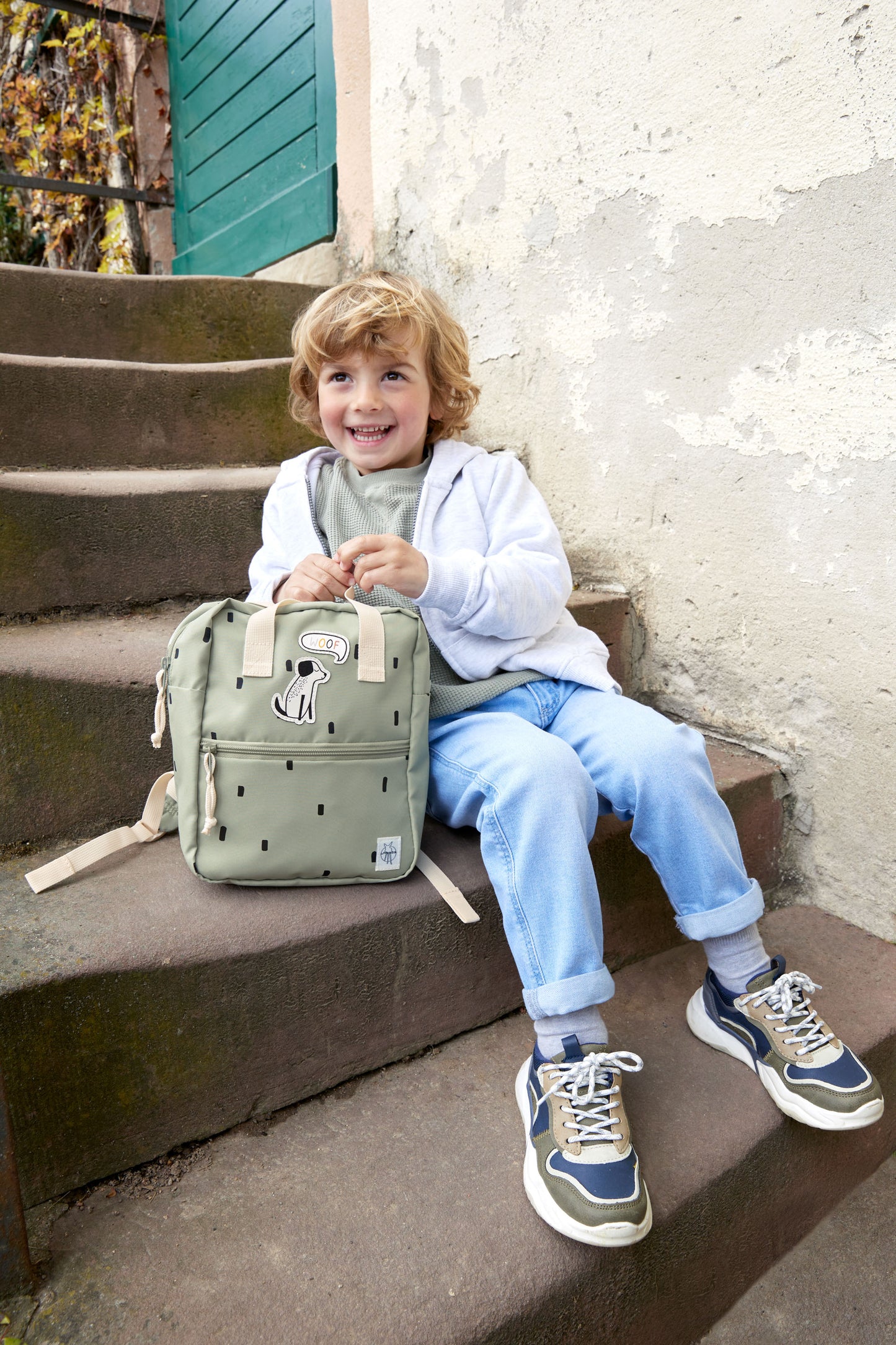 Kindergartenrucksack "Square", Happy Prints, oliv