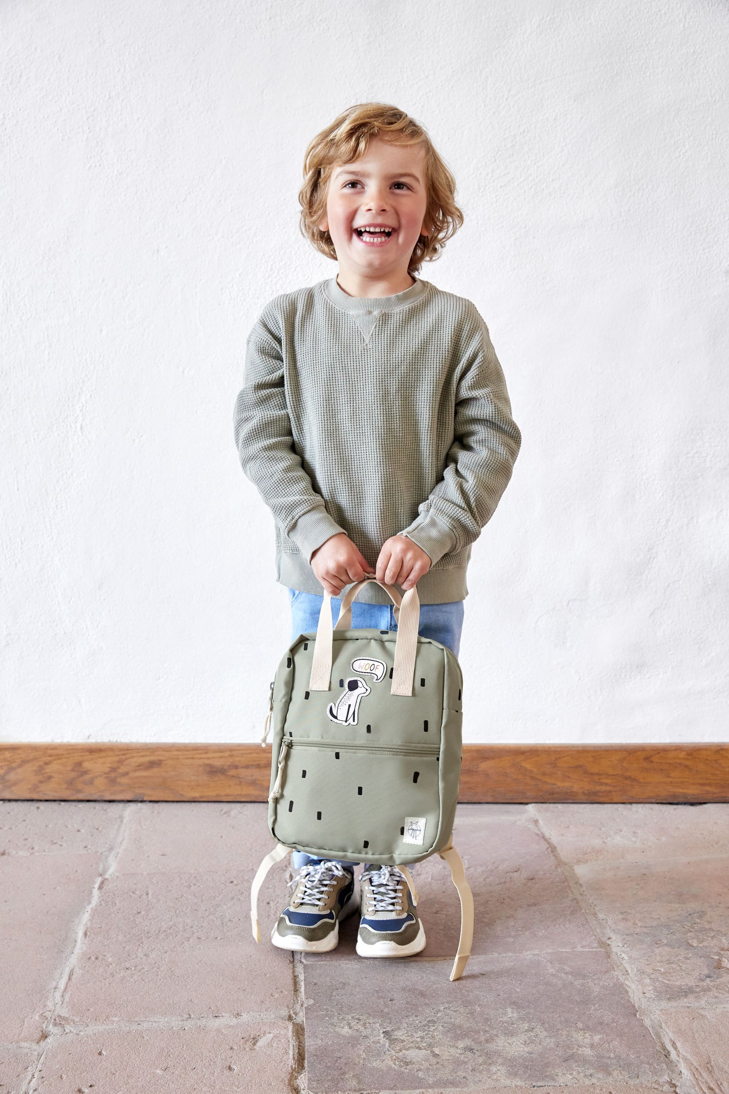 Kindergartenrucksack "Square", Happy Prints, oliv