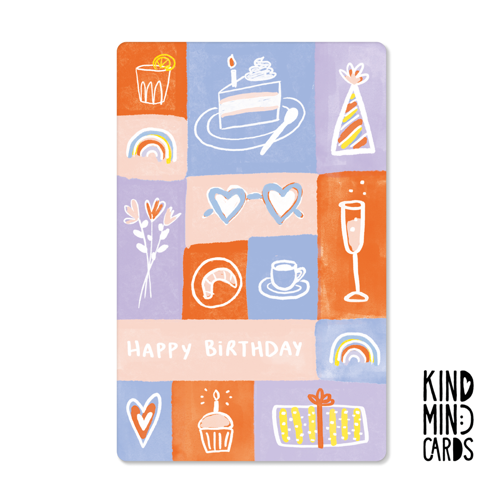 Postkarte "Happy birthday pattern"