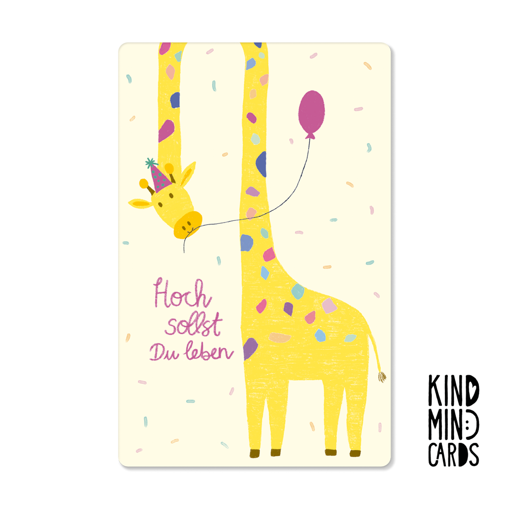Postkarte "Hoch sollst du leben" (Giraffe)