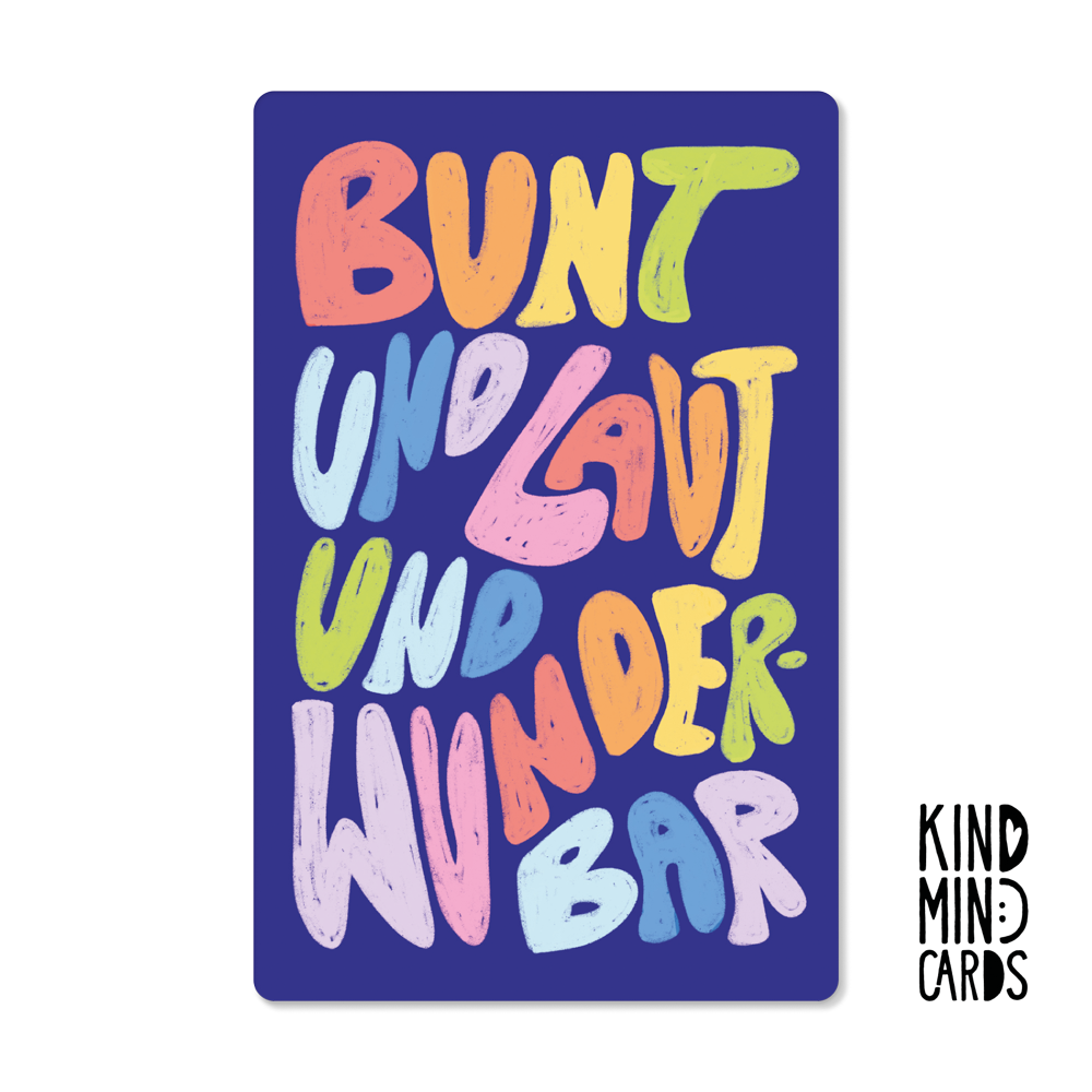 Postkarte "Bunt und laut und wunderbar"