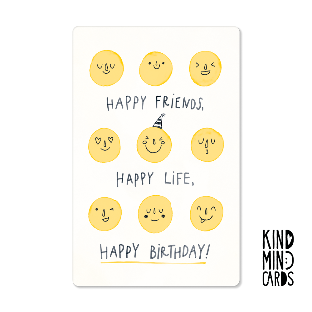 Postkarte "Happy friends, happy life, happy birthday"