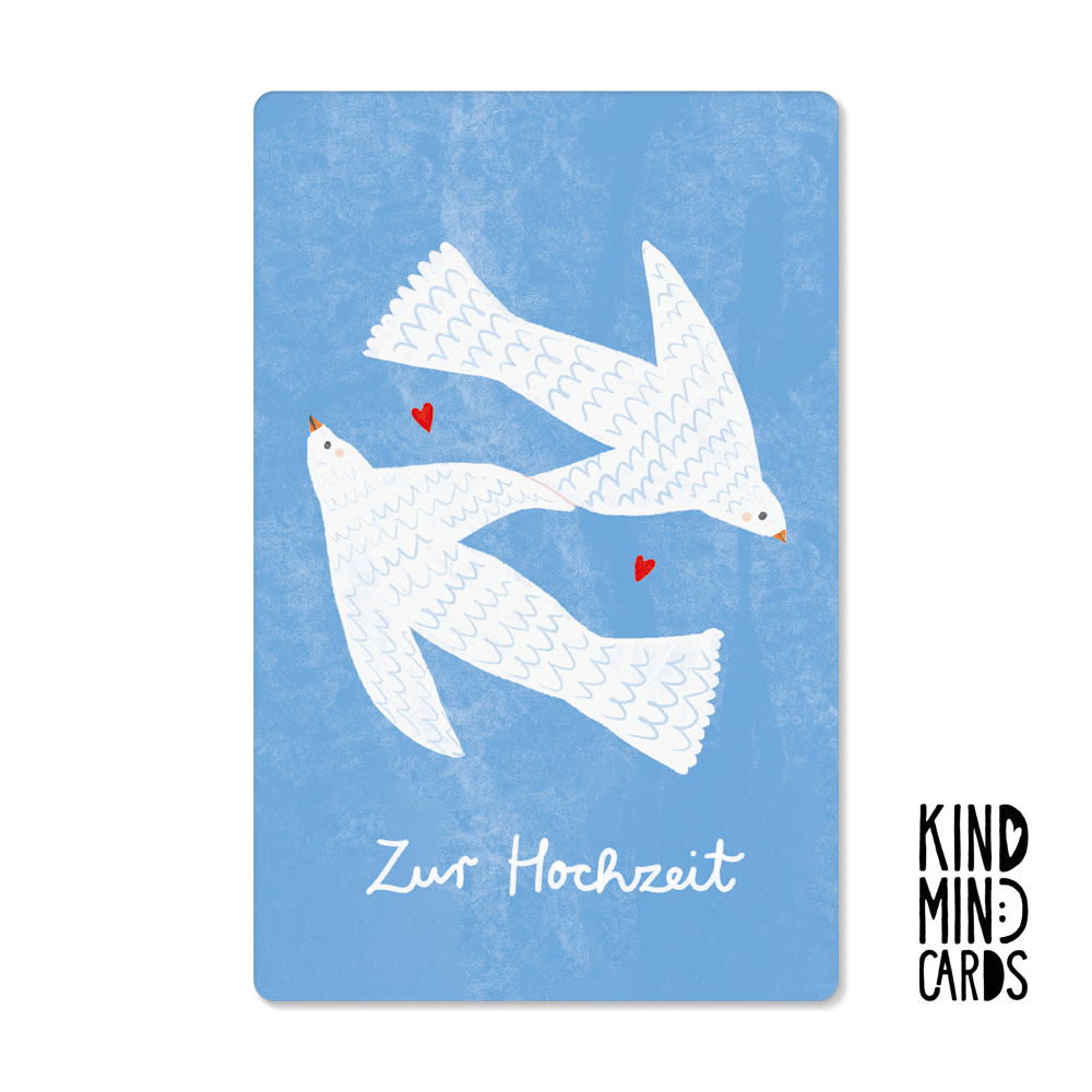 Postkarte "Zur Hochzeit" (Tauben)