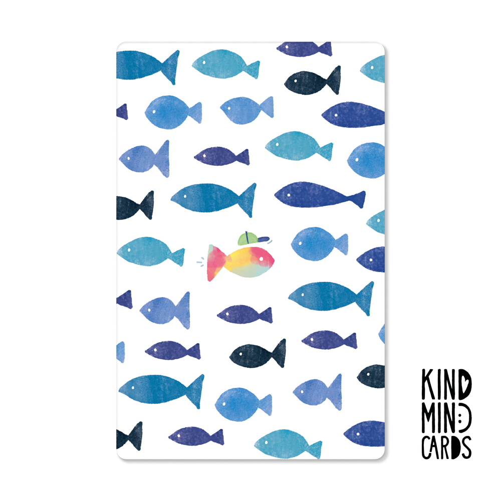 Postkarte "fish swimming against mainstream"