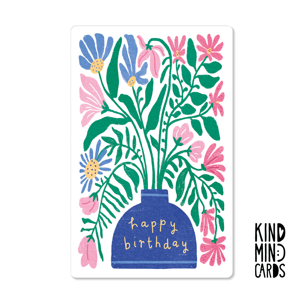 Postkarte "Happy birthday" (Vase)