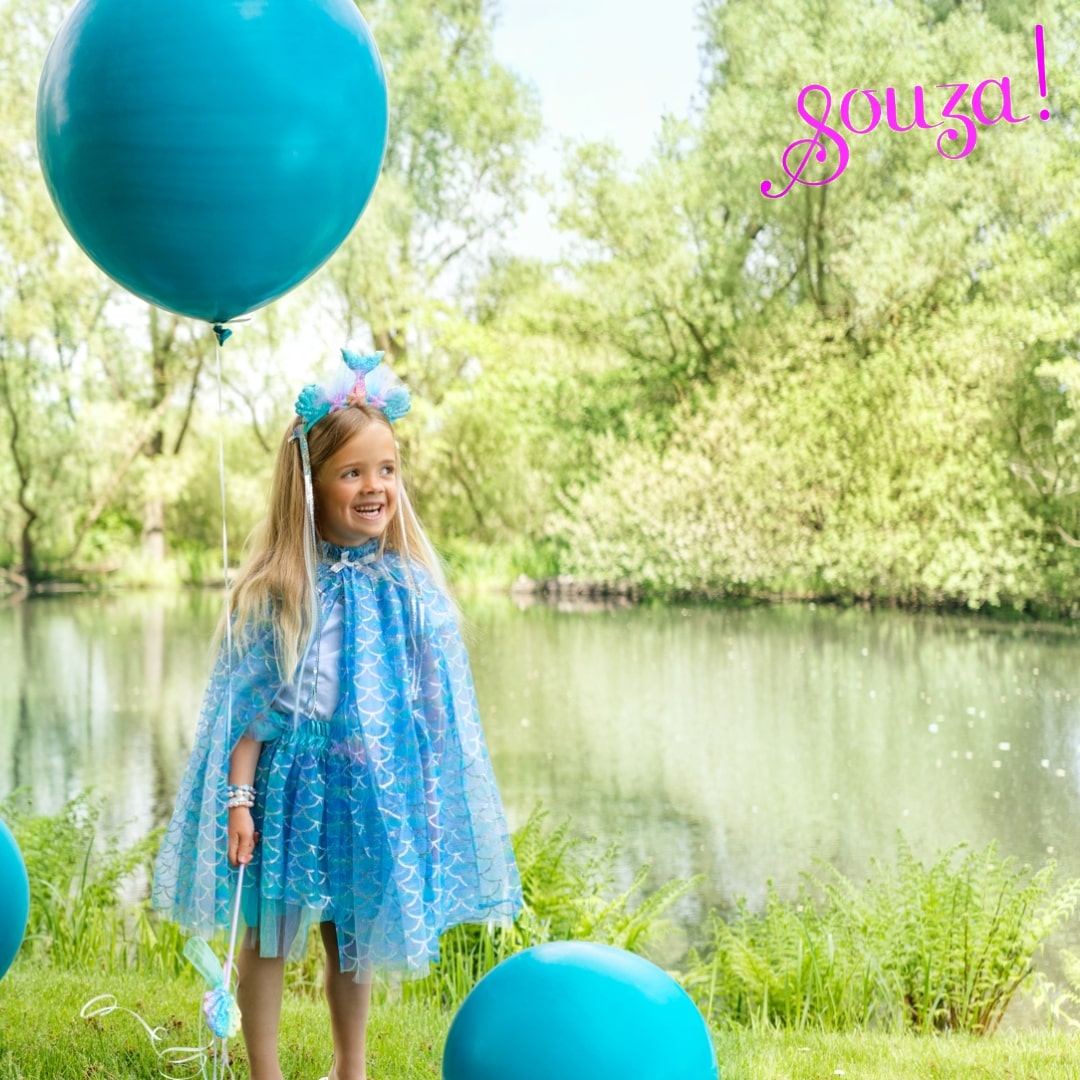 Meerjungfrau (Umhang + Tiara + Zauberstab), verschiedene Größen