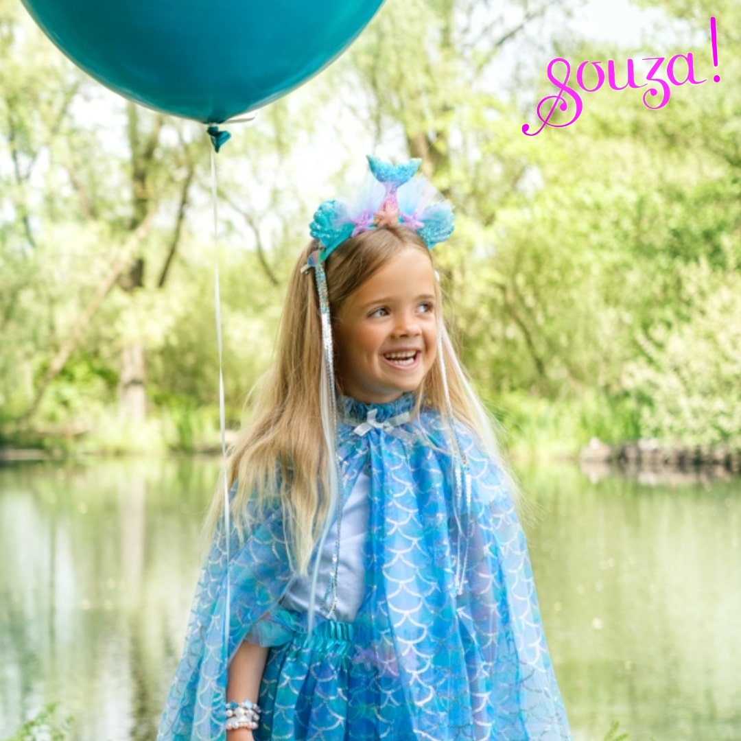 Meerjungfrau (Umhang + Tiara + Zauberstab), verschiedene Größen