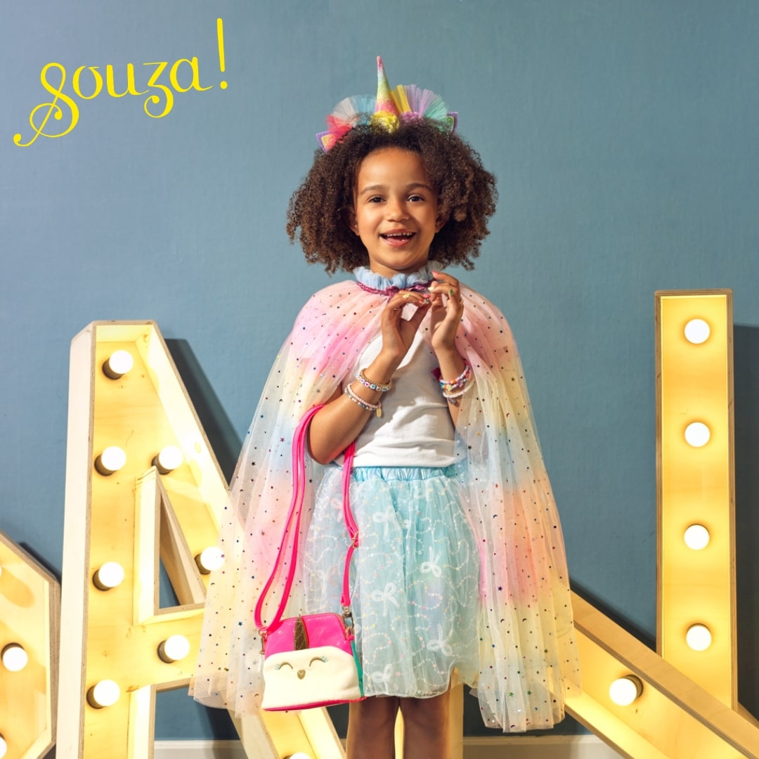 Einhorn (Umhang + Tiara + Zauberstab), verschiedene Größen