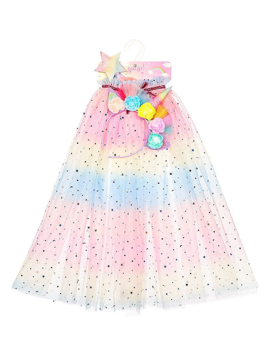 Einhorn (Umhang + Tiara + Zauberstab), verschiedene Größen