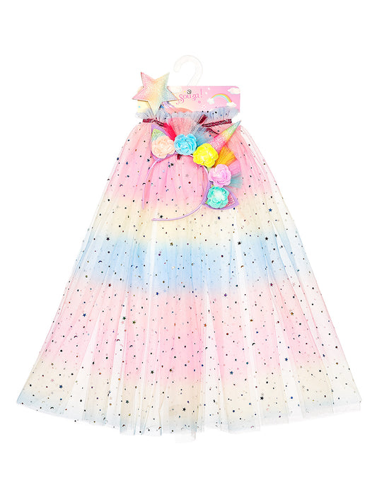 Einhorn (Umhang + Tiara + Zauberstab), verschiedene Größen