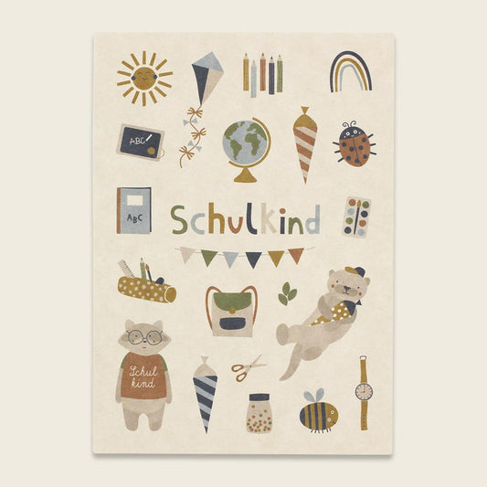 Postkarte "Schulkind", Symbole