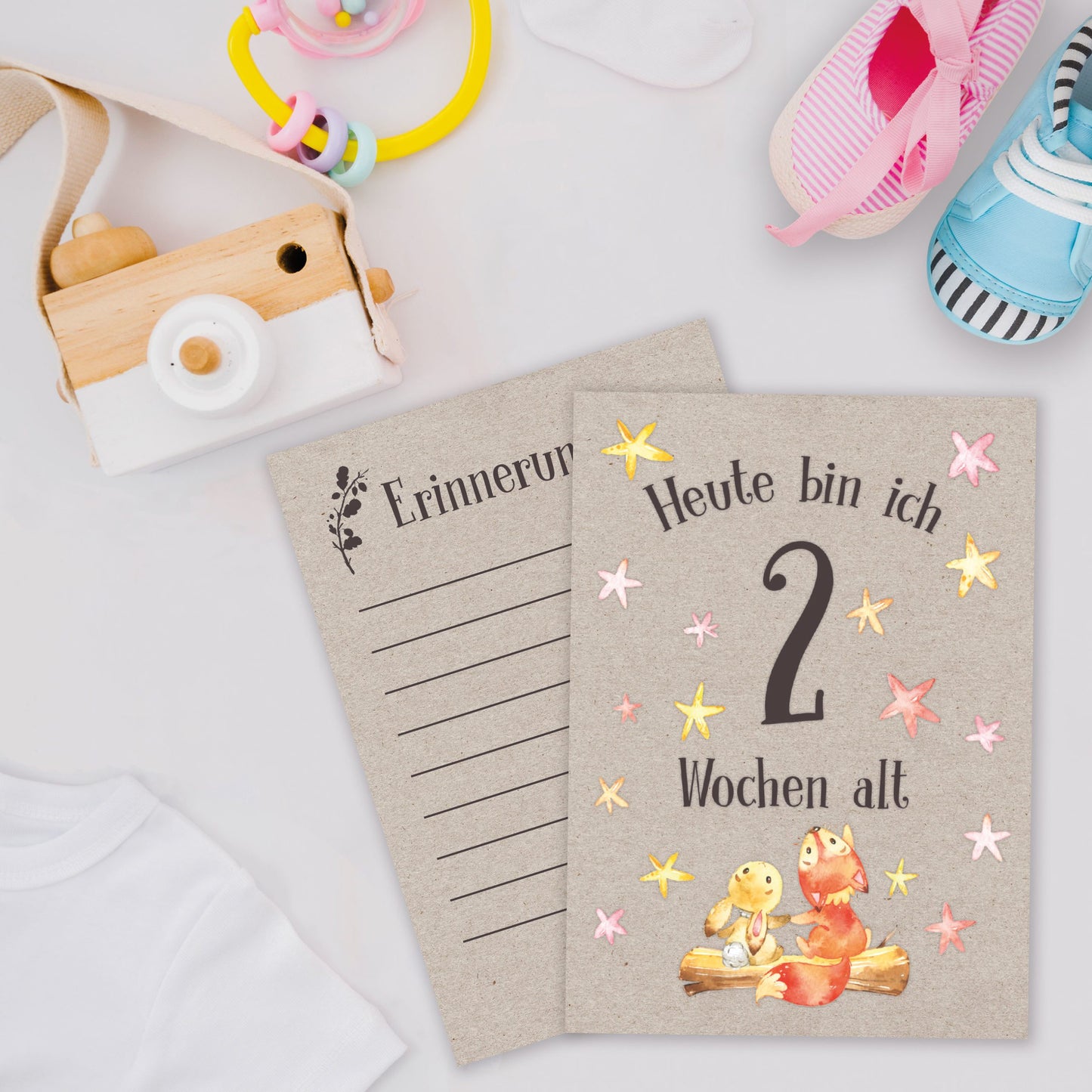 32 Meilensteinkarten Packpapier