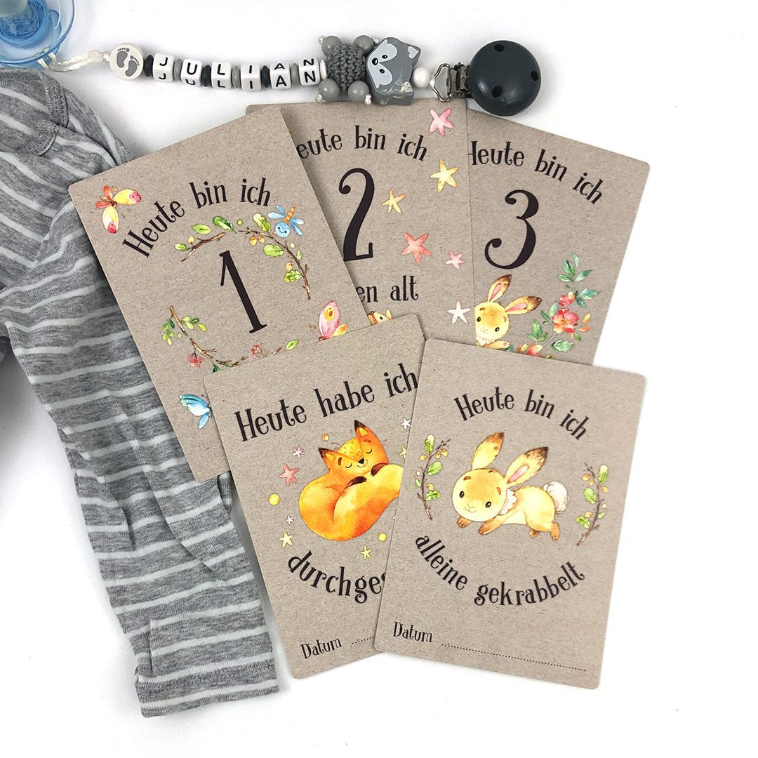 32 Meilensteinkarten Packpapier