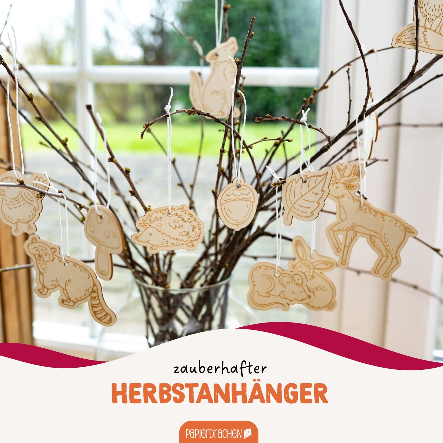 12 Holzanhänger zum Bemalen – Herbst