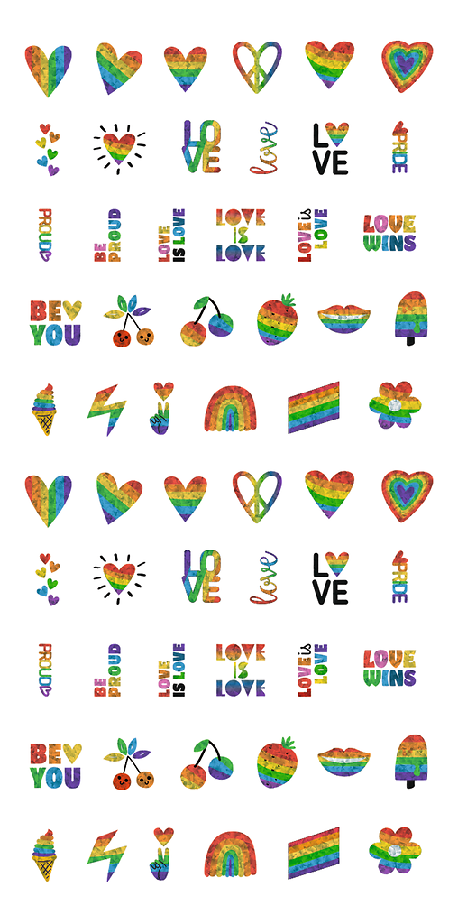 Fingernagel-Tattoos Rainbow Love