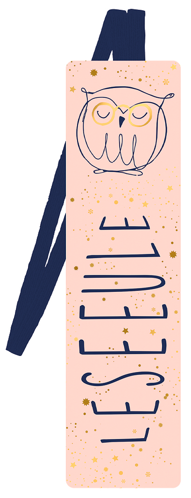 "Leseeule" - Lesezeichen mit Band