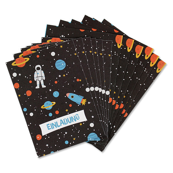 6er Set Einladungskarten "Space"