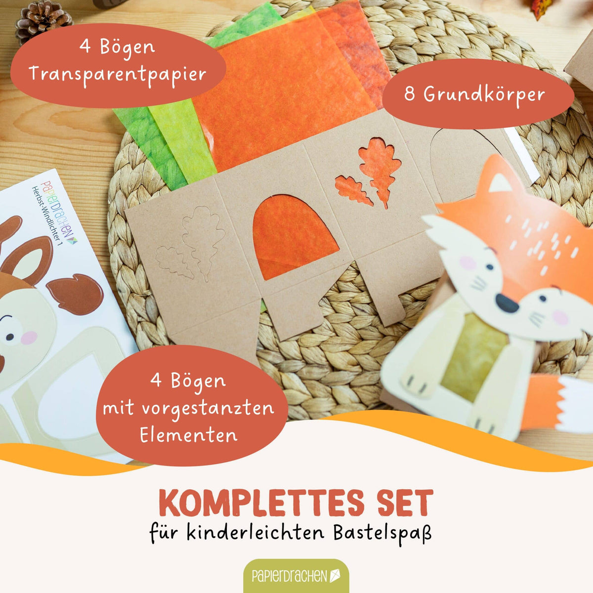 8 Windlichter - Waldtiere