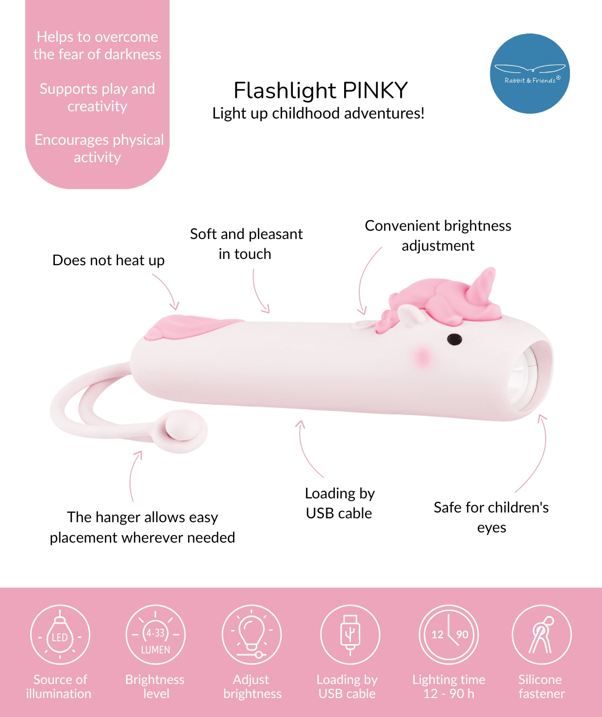Taschenlampe Einhorn "Pinky"