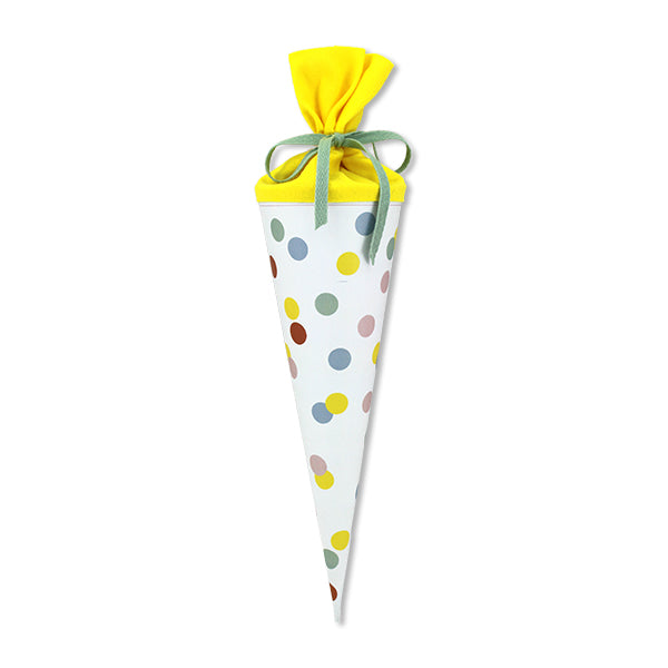Schultüte weiß mit Punkten pastell, 35 cm