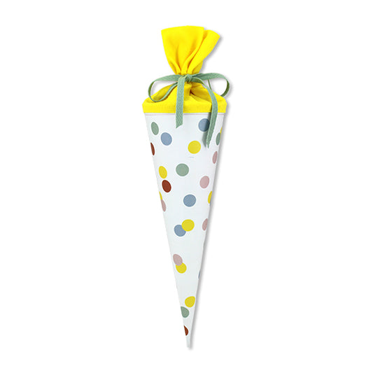 Schultüte weiß mit Punkten pastell, 35 cm