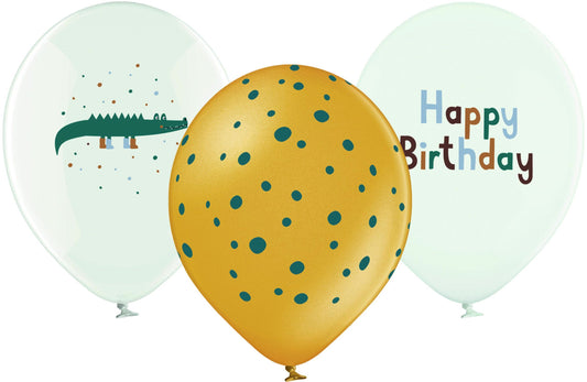 Ballons "Happy Birthday" aus 100% Naturkautschuk, Adventure