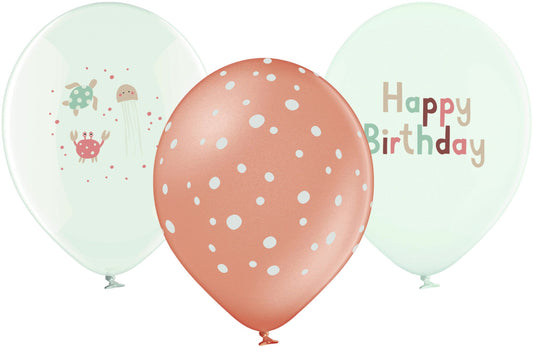 Ballons "Happy Birthday" aus 100% Naturkautschuk, Under the Sea