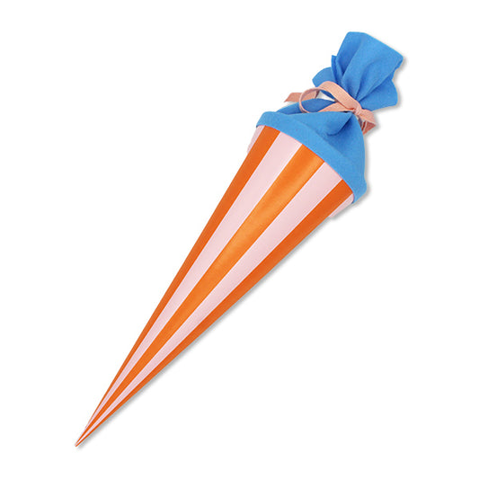 Schultüte orange/rose gestreift, 35 cm